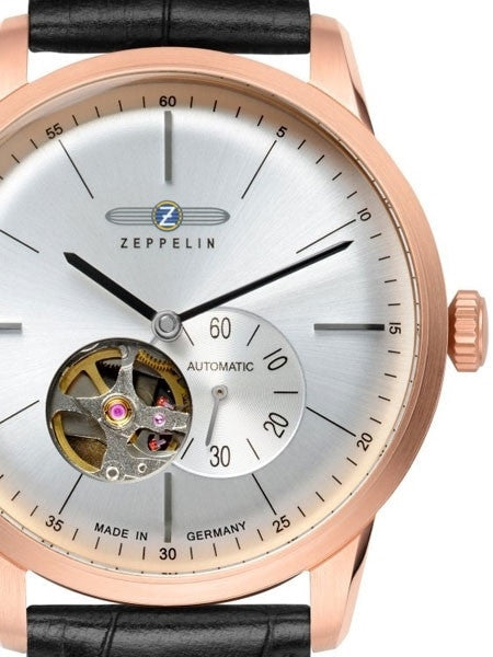 Graf Zeppelin Flatline Automatic Open-Heart Watch with Small Seconds #7362-4