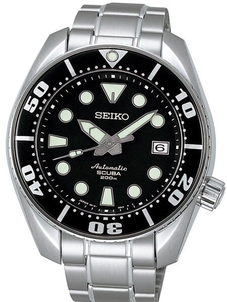Seiko Sumo Prospex Automatic Dive Watch with Black Dial and Stainless Steel Bracelet #SBDC001