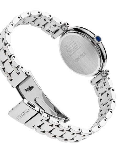 Seiko Ladies Quartz Dress Watch with with 12 Diamond Hour Markers, Mother of Pearl Dial #SRZ529