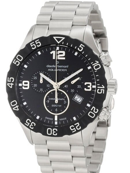 Claude Bernard Aquarider Black Dial Chronograph Dive Watch #10202-3-NIN
