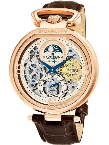 STUHRLING  DUAL TIME  ストゥーリング　オリジナル　腕時計 Stuhrling Dual Time Zone Skeleton Automatic Watch with Day/Night