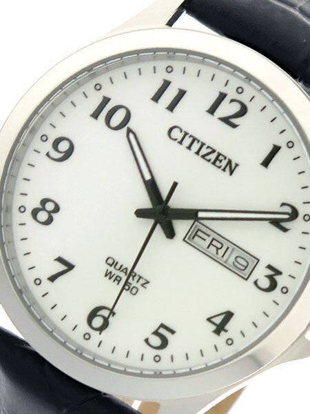 Citizen White Dial Quartz Watch with Alligator-Grain Strap #BF5000-01A