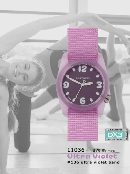 Bertucci Women's Comet Ultra Violet Resin Watch, Matching Nylon Strap and Dial - 11036