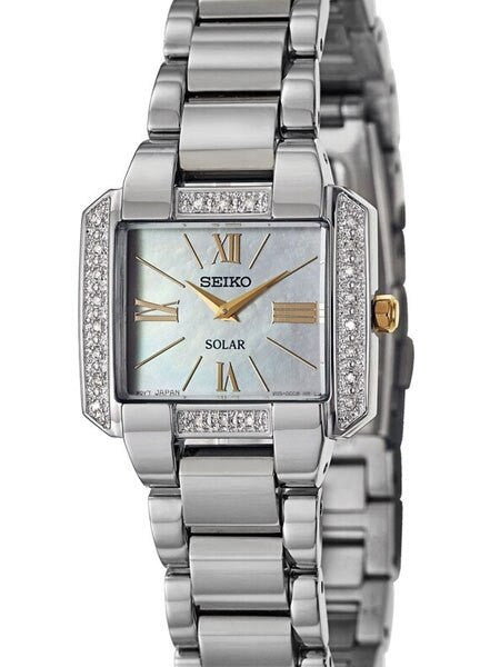 Seiko Women's Solar Dress Watch with 22 White Diamonds, Mother of Pearl Dial #SUP239