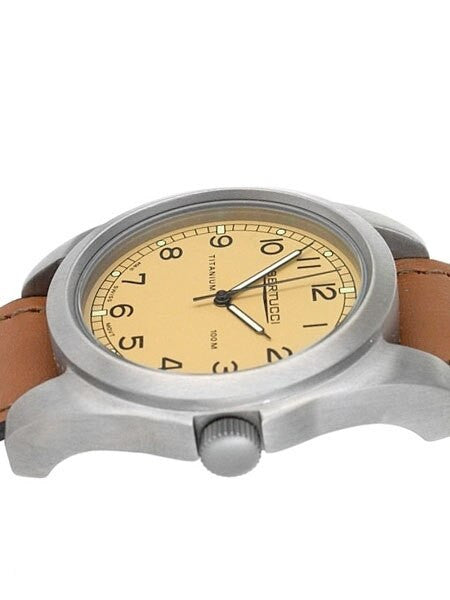 Bertucci A-3T Vintage 42 Titanium Watch with Honey Brown Leather Strap #13307