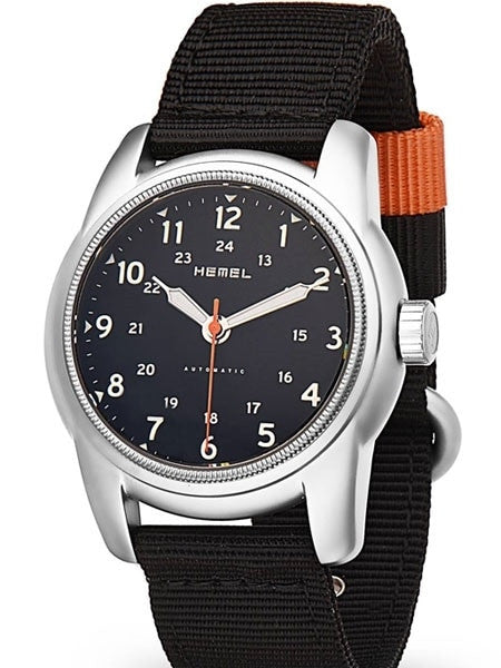 HEMEL 24 Automatic Military-Styled Watch Bead Blasted Case and Sapphire Crystal #HM1B