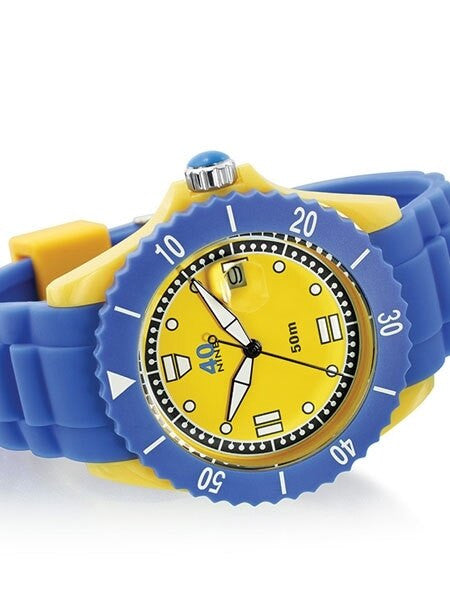 40Nine Yellow Plastic 45mm Case with Blue Silicone Rubber Strap #40NINE02-PERI10