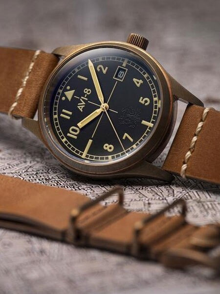 AVI-8 Flyboy Eagle Squadron Bronze Pilot Watch with an Automatic Movement, AR Sapphire Crystal  #AV-4071-01