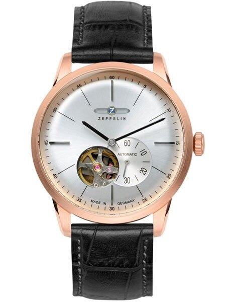 Graf Zeppelin Flatline Automatic Open-Heart Watch with Small Seconds #7362-4