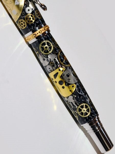 Artisan Crafted Collectable Pen made with a Chopard dial and assorted gears, cogs, screws and bridges #WPP501RB