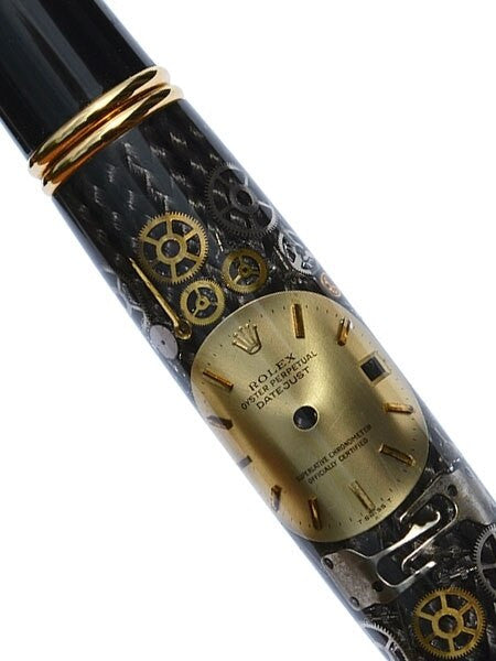 Artisan Crafted Collectable Pen made with a Rolex dial and assorted gears, cogs, screws and bridges #WPP101BP