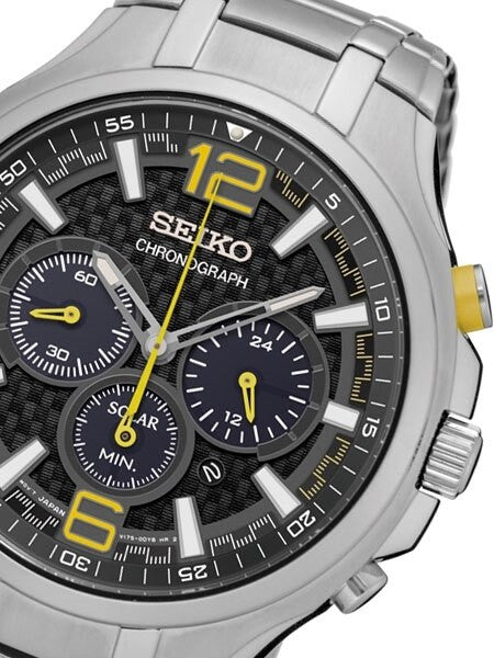 Seiko Core Series Black Carbon-Fiber Dial, Solar Chronograph with 24-Hour Sub-Dial #SSC449