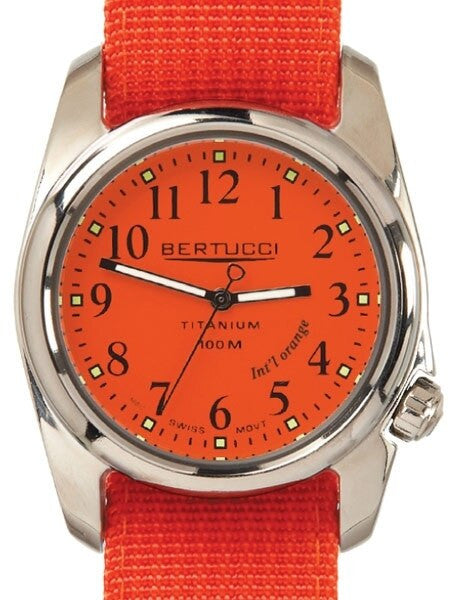 Bertucci A-2T International Orange Watch with Polished Titanium Case #12063