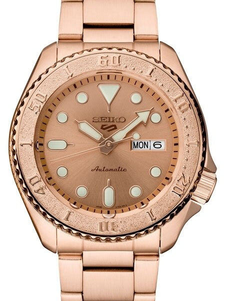 Seiko 5 Sports 24-Jewel Automatic Watch with Rose Goldtone Case, Dial, Bracelet #SRPE72