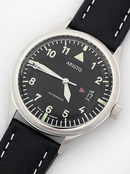 Aristo 4H354 Black Dial Swiss Automatic Open Date Window Watch