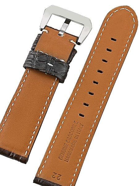 Toscana Black Genuine Cayman Crocodile Watch Strap with Leather Lining #GR-90001