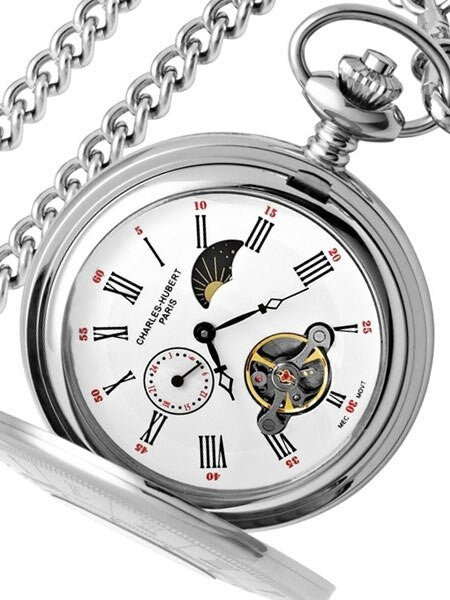 Charles-Hubert Mechanical Pocket Watch with a Sun-Moon Display #3553W