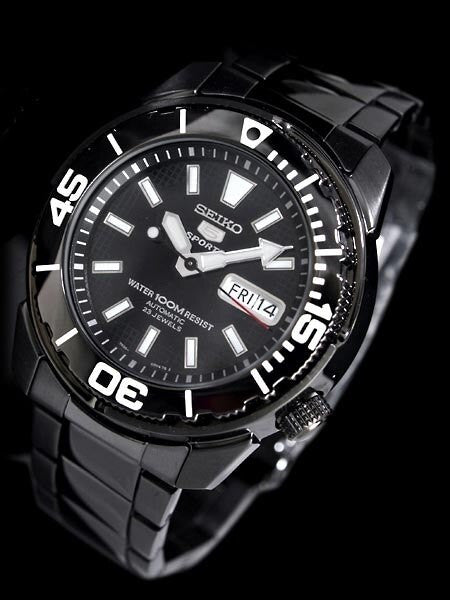Seiko 5 Sports Automatic Black Watch with Matching Black Bracelet #SNZE99K1