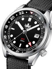 PHOIBOS Eagle Ray 300-Meter Dual-Time GMT Dive Watch with Double Dome AR Sapphire Crystal #PX023C