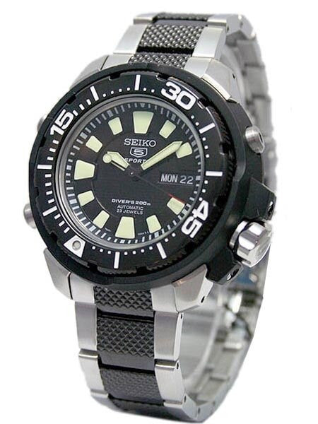 Seiko 5 Automatic XXL Dive Watch with Two-Tone Bracelet #SKZ253K1