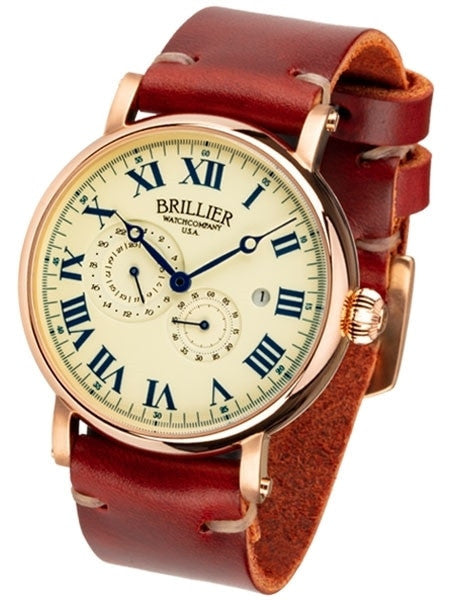 Brillier 43mm Klassique Automatic Watch with Horween Leather Strap #BR-11