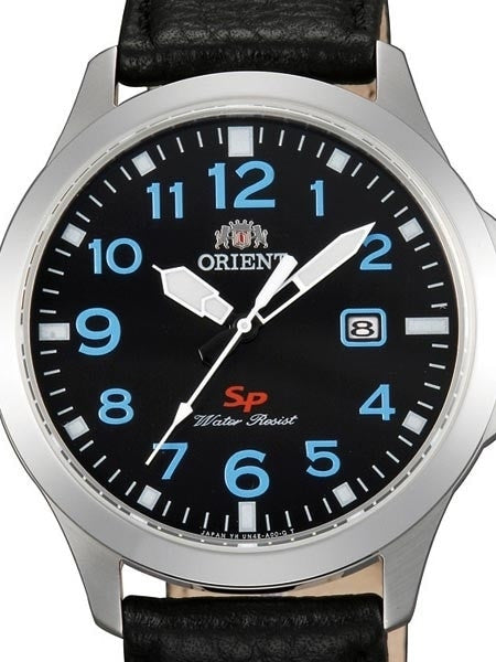 Orient Men's Leather Strap SP Series Quartz Watch with Black Easy Reader Dial #UNE4009B