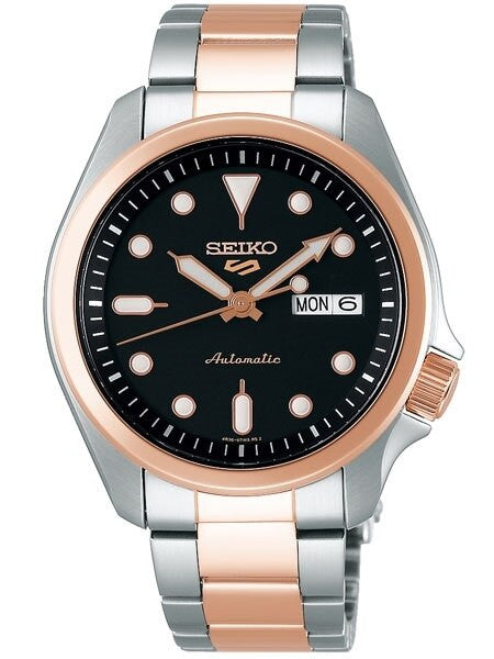 Seiko 5 Sports 24-Jewel Automatic Watch with Black Dial and Two-Tone Bracelet #SRPE58