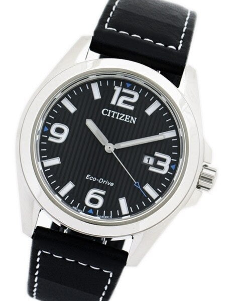 Citizen Eco-Drive Black Dial Sport Watch with Black Leather Strap #AW1430-19E