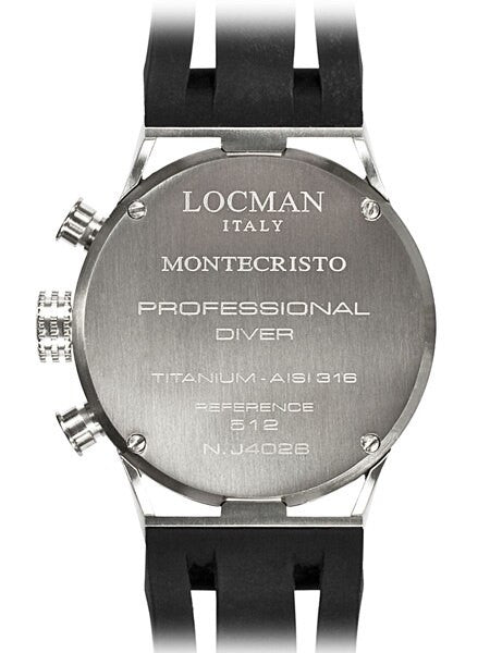 Locman Montecristo 200 Meter Quartz Chronograph Dive Watch with 44mm Case #512BKORBK