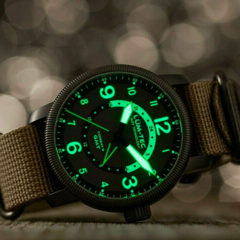 Lum-Tec Combat GMT Dual-Time Watch with a Curved Sapphire Crystal #Combat-B45