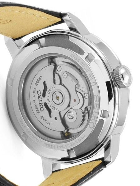 Seiko 23-Jewel Automatic Dress Watch with 42mm Case, Leather Strap #SRPA27