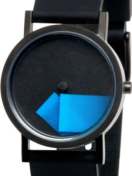 Projects 33mm Black Deja Vu Quartz Watch with Matching Rubber Strap #7287A