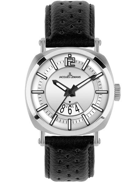 Jacques Lemans Lugano 42MM Quartz Watch with a Silver Dial and Open Date #1-1740B