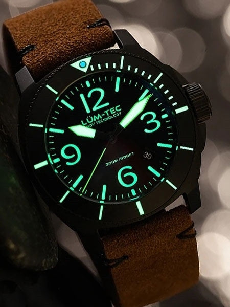 Lum-Tec 44mm Swiss Quartz PVD Dive Watch with AR Sapphire Crystal, Luminous Bezel #M87