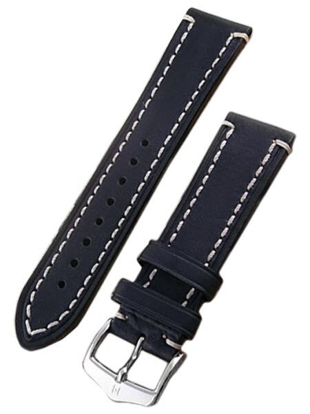 Hirsch Liberty One Piece Black Calf Leather Watch Strap #109002-50