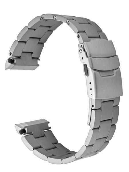 Islander 22mm Sandblasted Solid-Link Watch Bracelet for Islander ISL-11, ISL-12 Curved End #BRAC-01