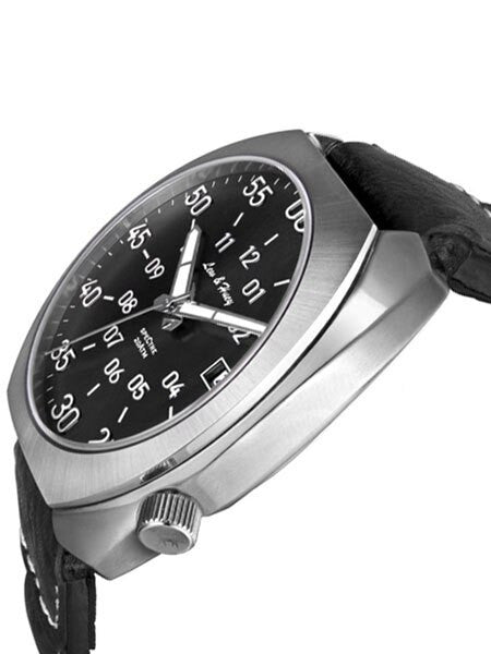 Lew and Huey Classic Flieger-Style, Automatic Pilot Watch with High Quality Leather Strap #Spectre-3Q-Black