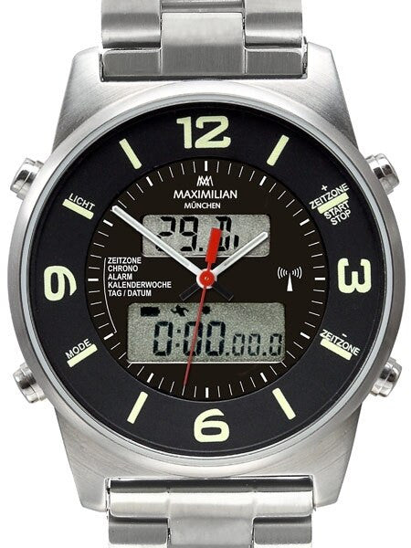 Maximilian Radio Controlled, Analog Digital Chronograph GMT, Alarm Watch #5402M-3