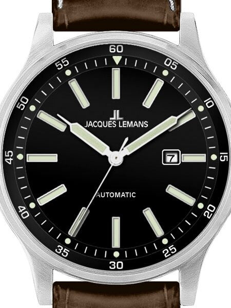 Jacques Lemans 48mm Porto Automatic Watch with a Black Dial #1-1723B