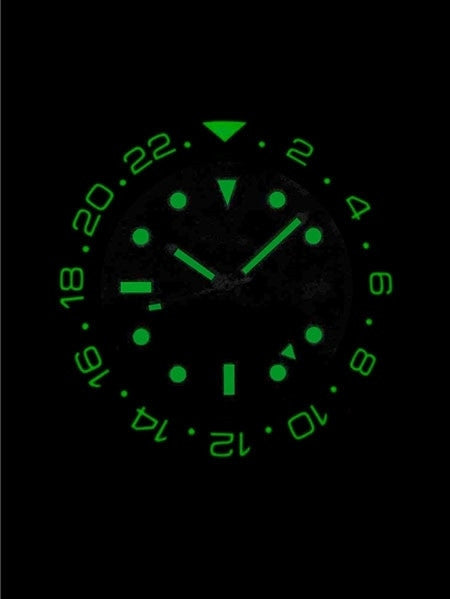 Squale 300 meter Swiss Automatic GMT watch with Luminous Ceramic Bezel, AR Sapphire Crystal #1545GM-CER-BK
