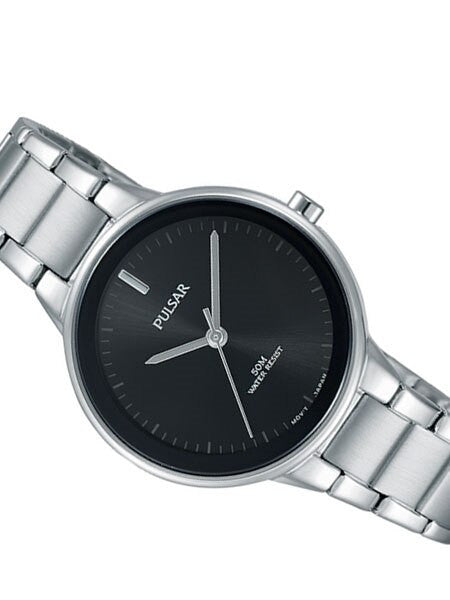 Pulsar Ladies Black Dial Quartz Watch with Matching Bracelet #PRS675