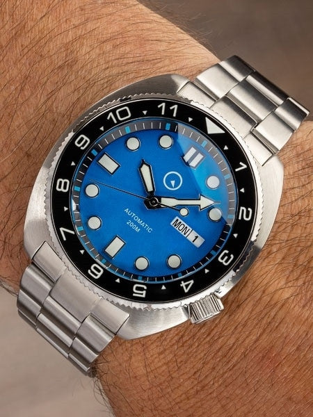 Islander Dual-Time Automatic Dive Watch with AR Double Dome Sapphire Crystal, and Luminous Ceramic Bezel Insert #ISL-31