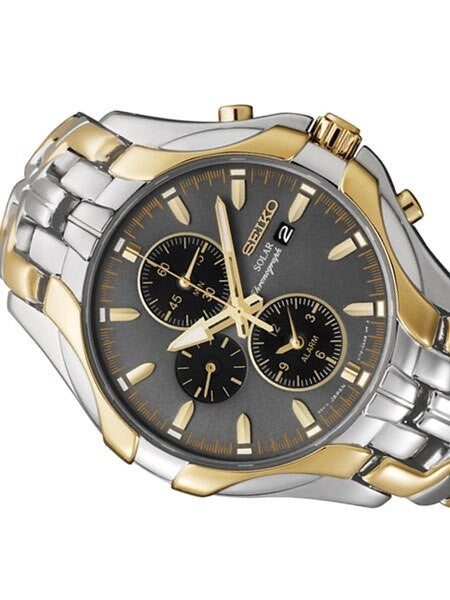 Seiko Core Series Two-Tone Solar Alarm Chronograph Stopwatch #SSC138