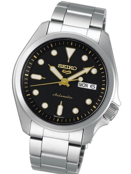 Seiko 5 Sports 24-Jewel Automatic Watch with Black Dial and SS Bracelet #SRPE57