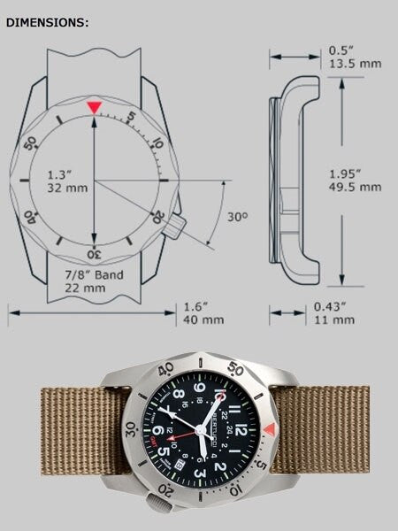 Bertucci A-2TR Vintage GMT Titanium, Swiss Quartz Watch #12119