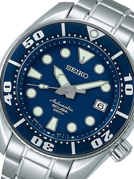 Seiko Sumo Prospex Automatic Dive Watch with Blue Dial and Stainless Steel Bracelet #SBDC003