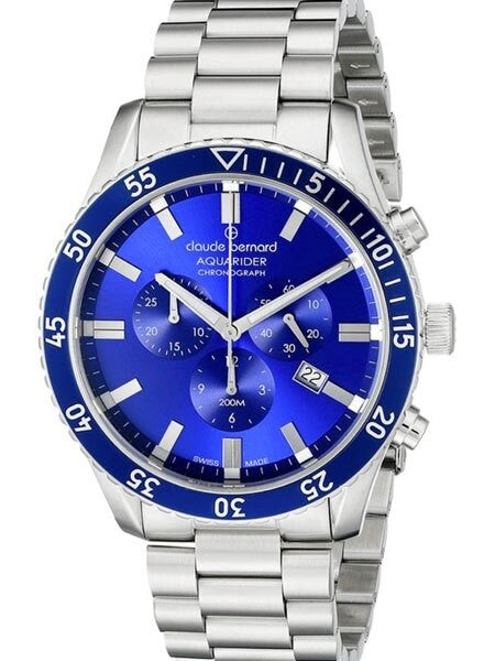 Claude Bernard Aquarider Blue Dial Chronograph Dive Watch #10223-3MBU-BUIN