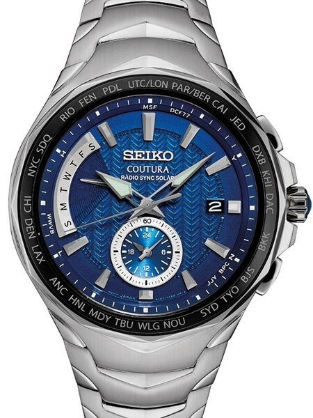 Seiko Coutura Radio Sync, Solar Powered, Dual Time, World Time Watch #SSG019