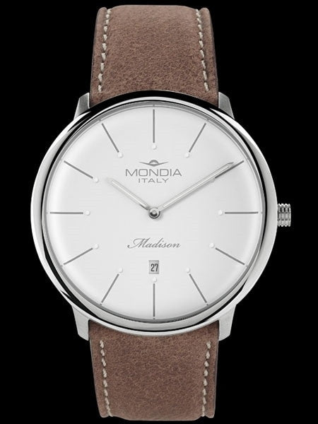 Mondia Madison Thin Quartz Dress Watch with White Dial #MI752SS-01SL-CP