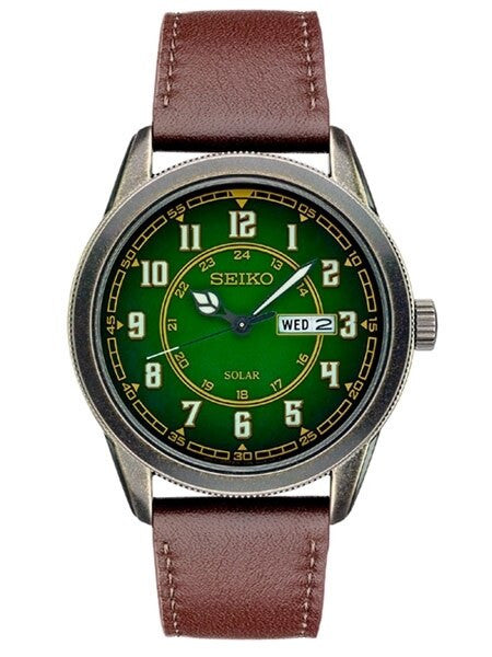 Seiko Recraft Solar Watch with 43mm Aged Pewter-Finished Case, Leather Strap #SNE448